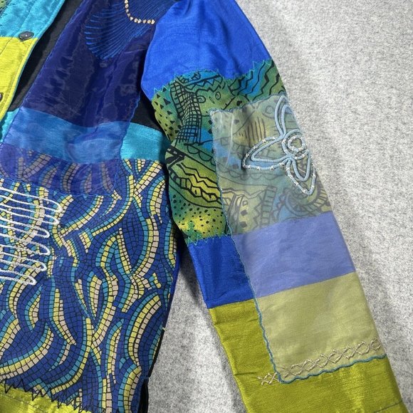 Marsh Landing Jacket Womens Medium Floral Embroidered Applique Patch Button up - Picture 6 of 15